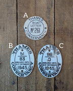 CHOICE Thames Conservancy Enamel Boat License Plaques