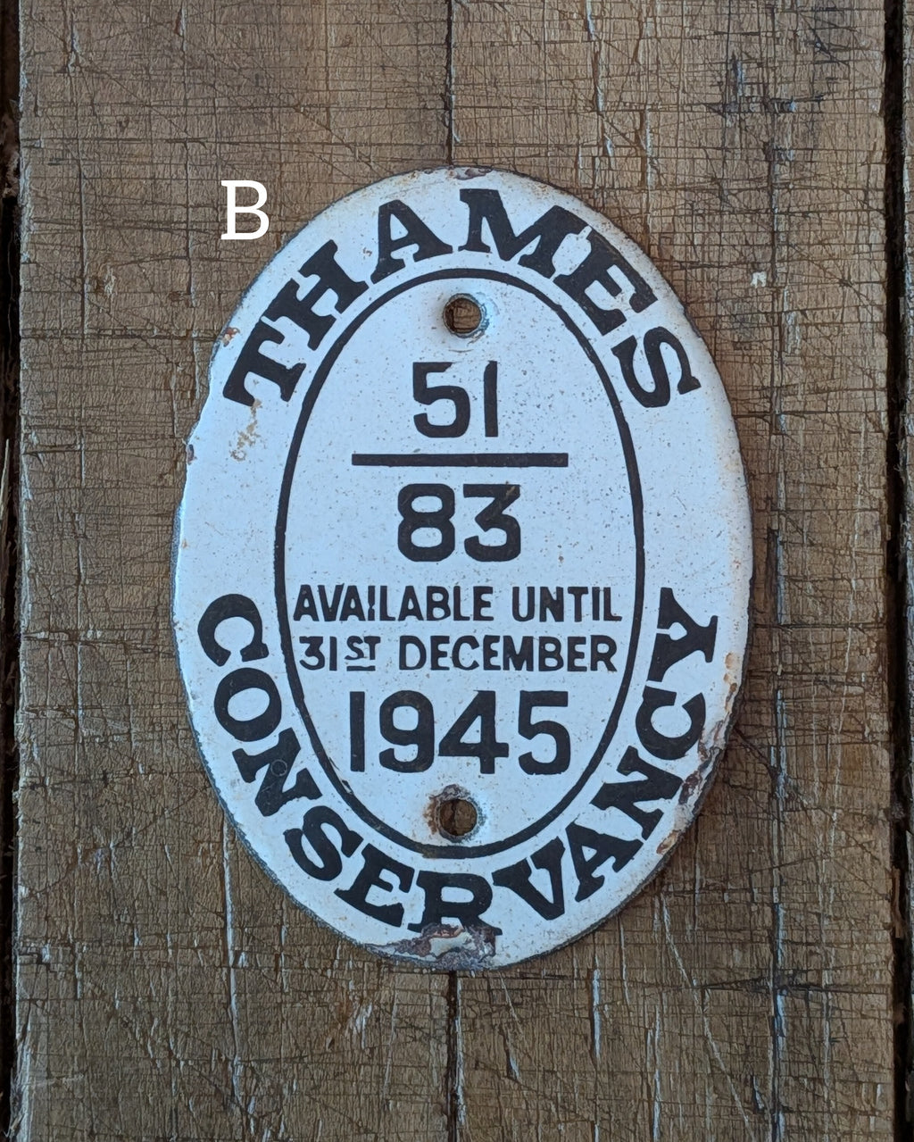 CHOICE Thames Conservancy Enamel Boat License Plaques