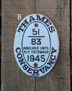 CHOICE Thames Conservancy Enamel Boat License Plaques