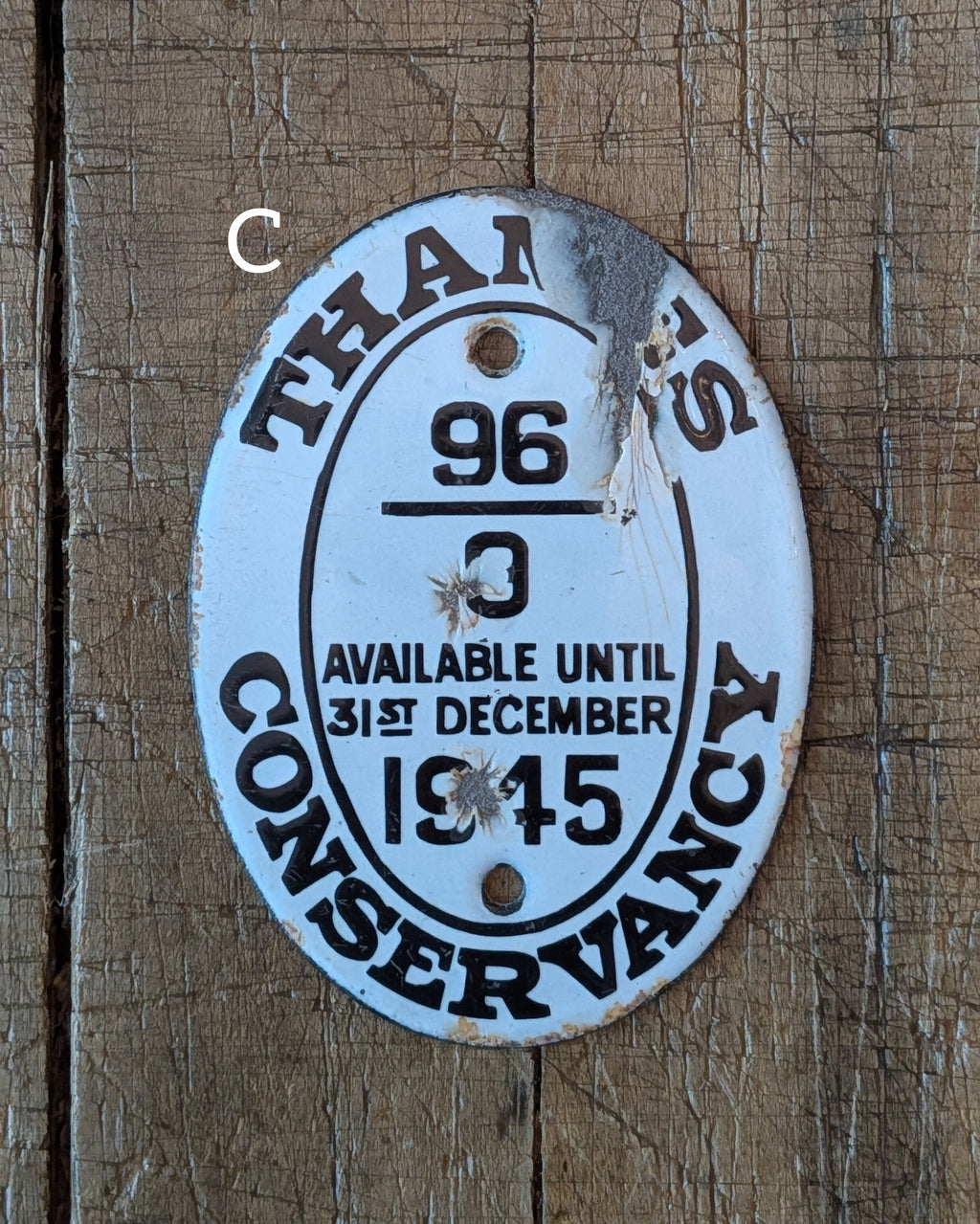 CHOICE Thames Conservancy Enamel Boat License Plaques
