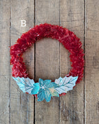 CHOICE of Vintage Red Cellophane Wreaths