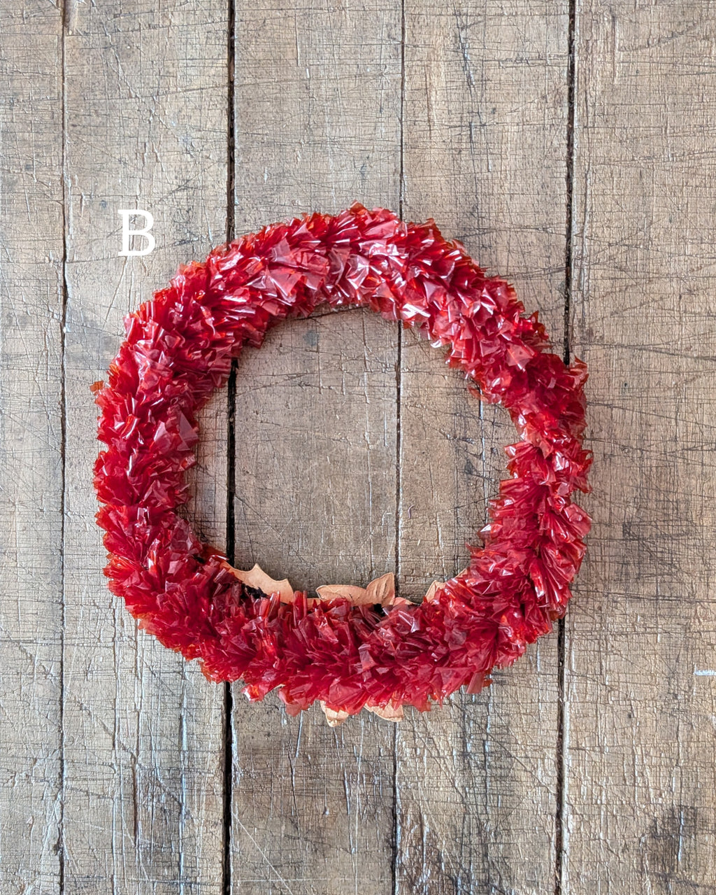 CHOICE of Vintage Red Cellophane Wreaths