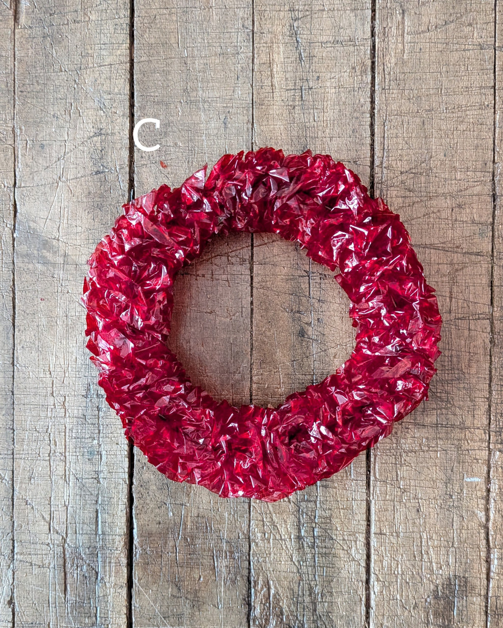 CHOICE of Vintage Red Cellophane Wreaths