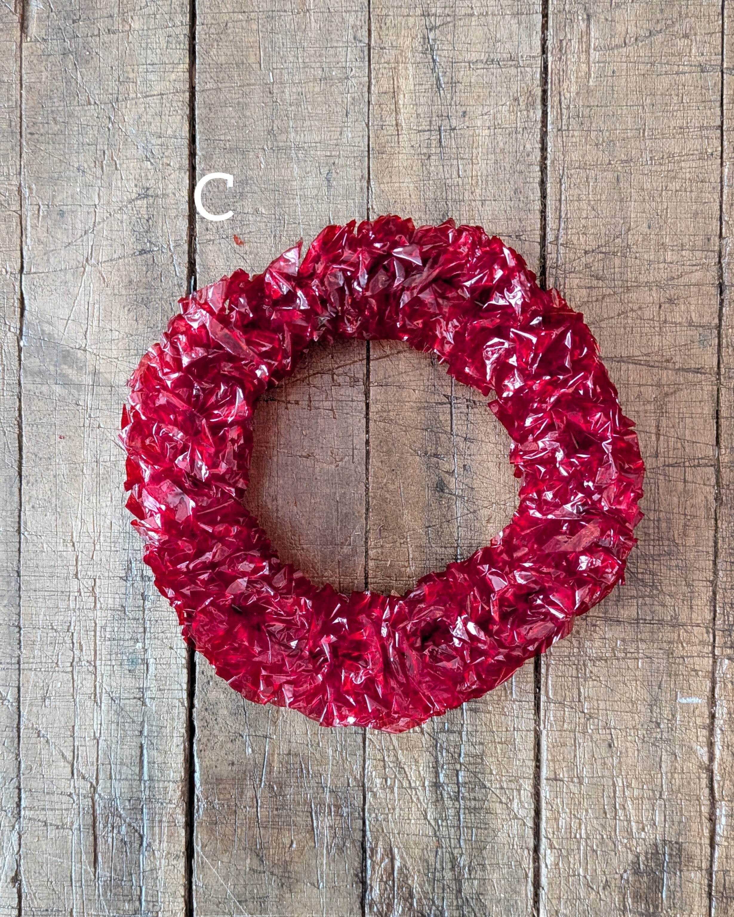 CHOICE of Vintage Red Cellophane Wreaths
