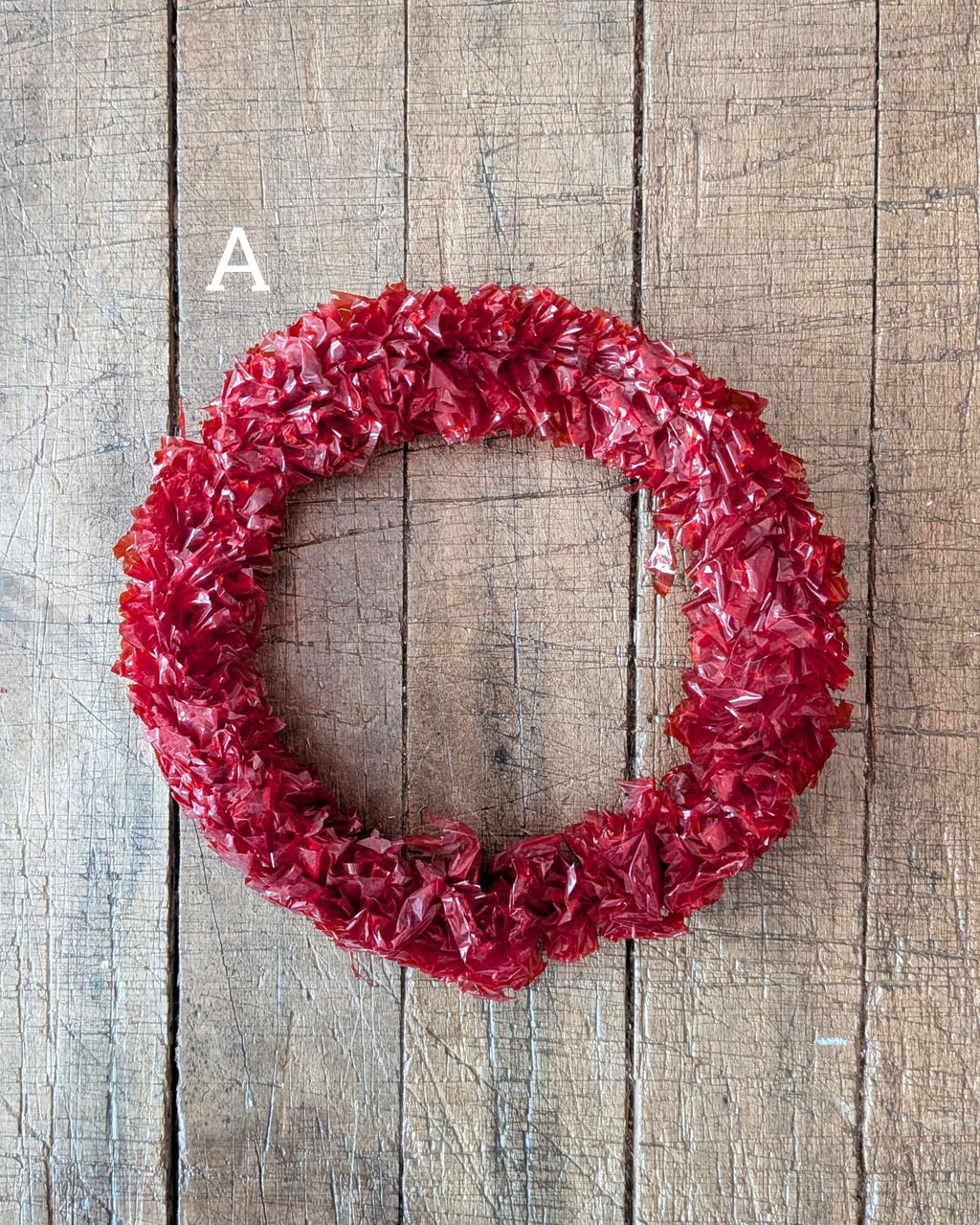 CHOICE of Vintage Red Cellophane Wreaths