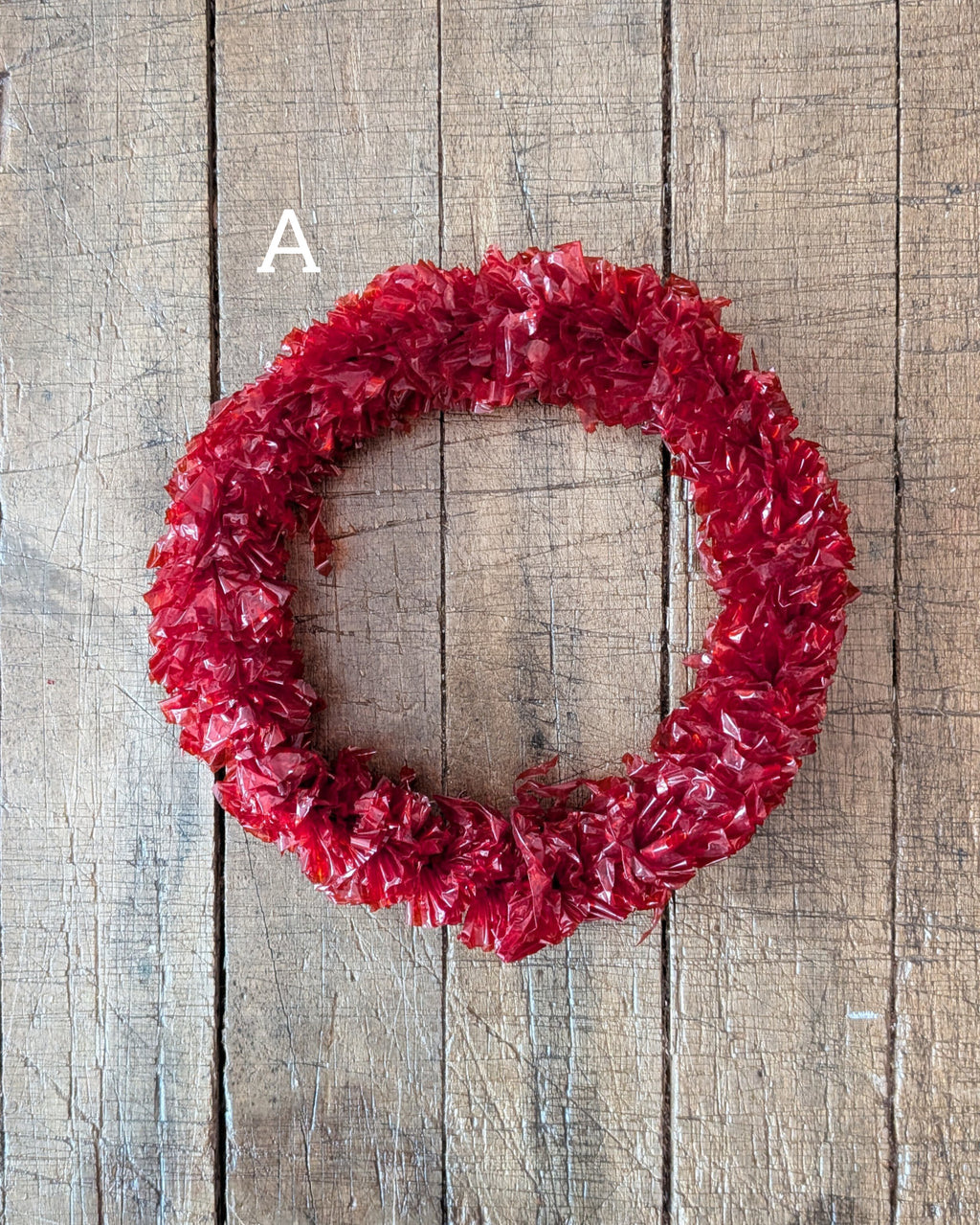 CHOICE of Vintage Red Cellophane Wreaths