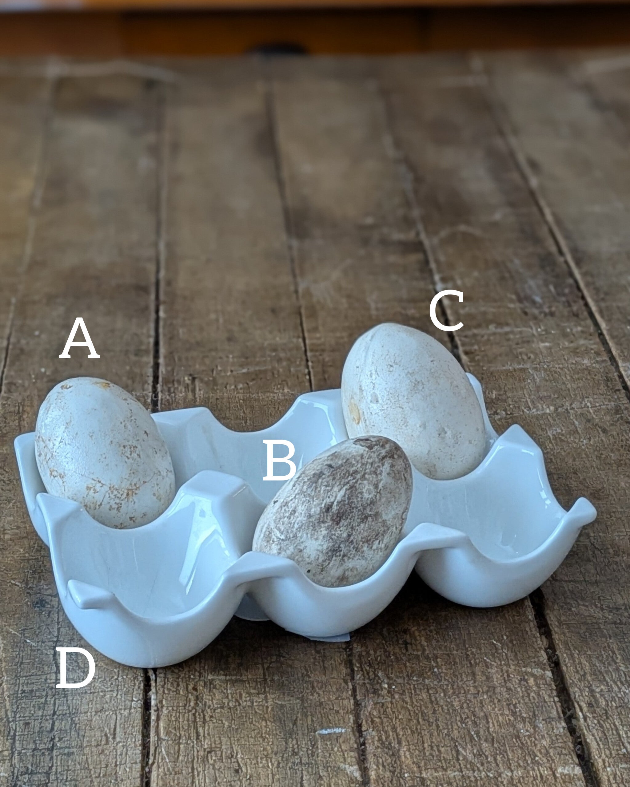 CHOICE Ironstone Egg Crate & 3 Ironstone Broody Eggs