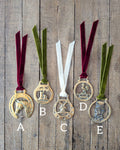 CHOICE Vintage Brass Harness Medallions on Velvet Ribbon