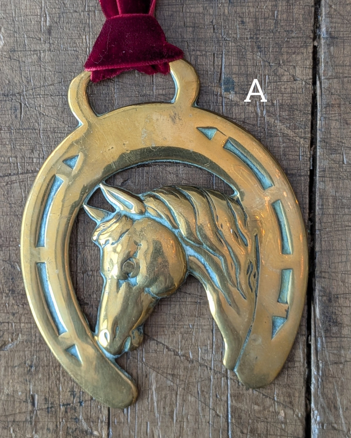 CHOICE Vintage Brass Harness Medallions on Velvet Ribbon