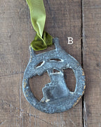 CHOICE Vintage Brass Harness Medallions on Velvet Ribbon
