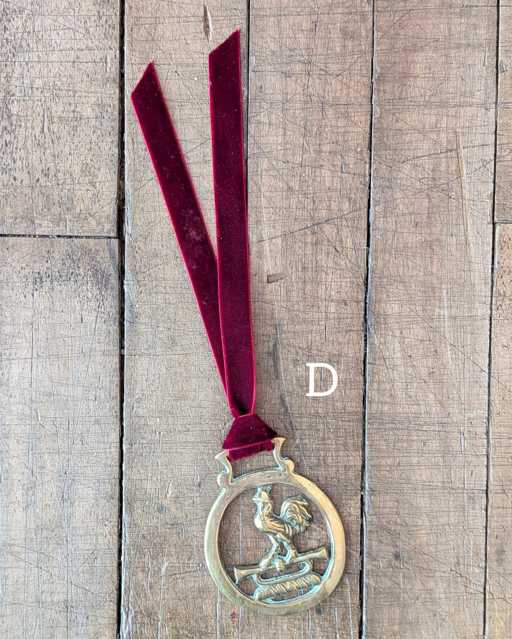 CHOICE Vintage Brass Harness Medallions on Velvet Ribbon
