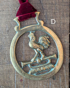 CHOICE Vintage Brass Harness Medallions on Velvet Ribbon