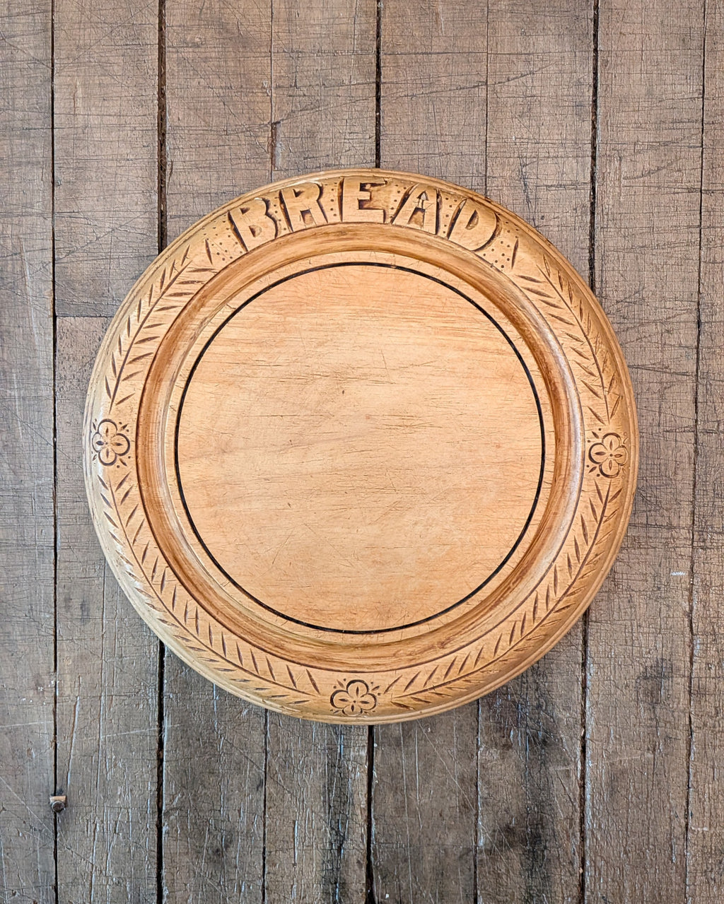 Antique Carved Wooden Bread Board