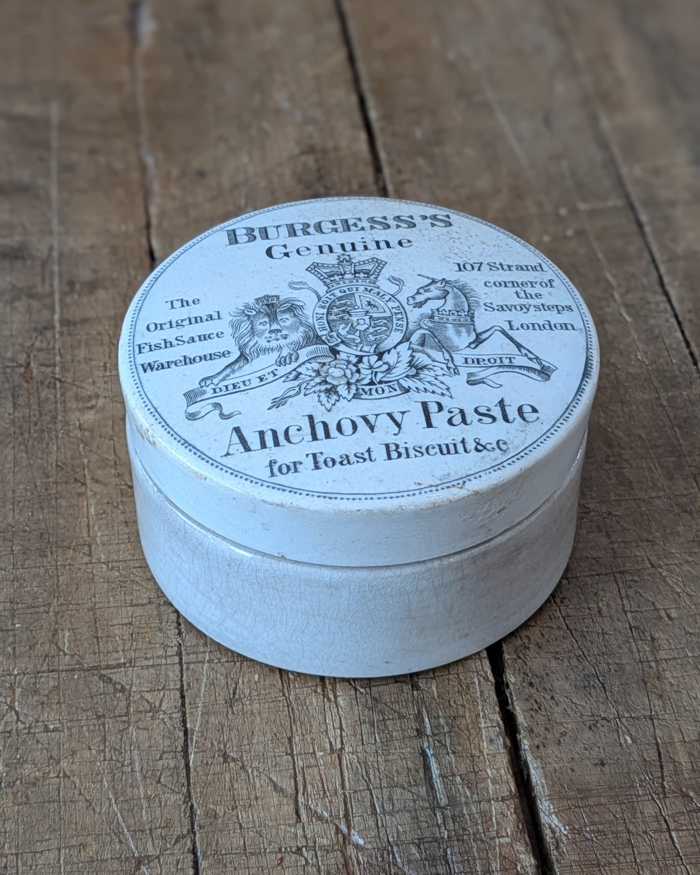 Burgess's Genuine Anchovy Paste Advertising Pot