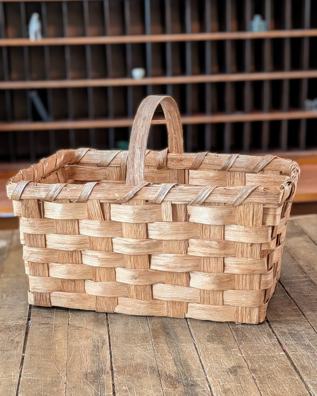 Antique Split Oak Handwoven Gathering Basket