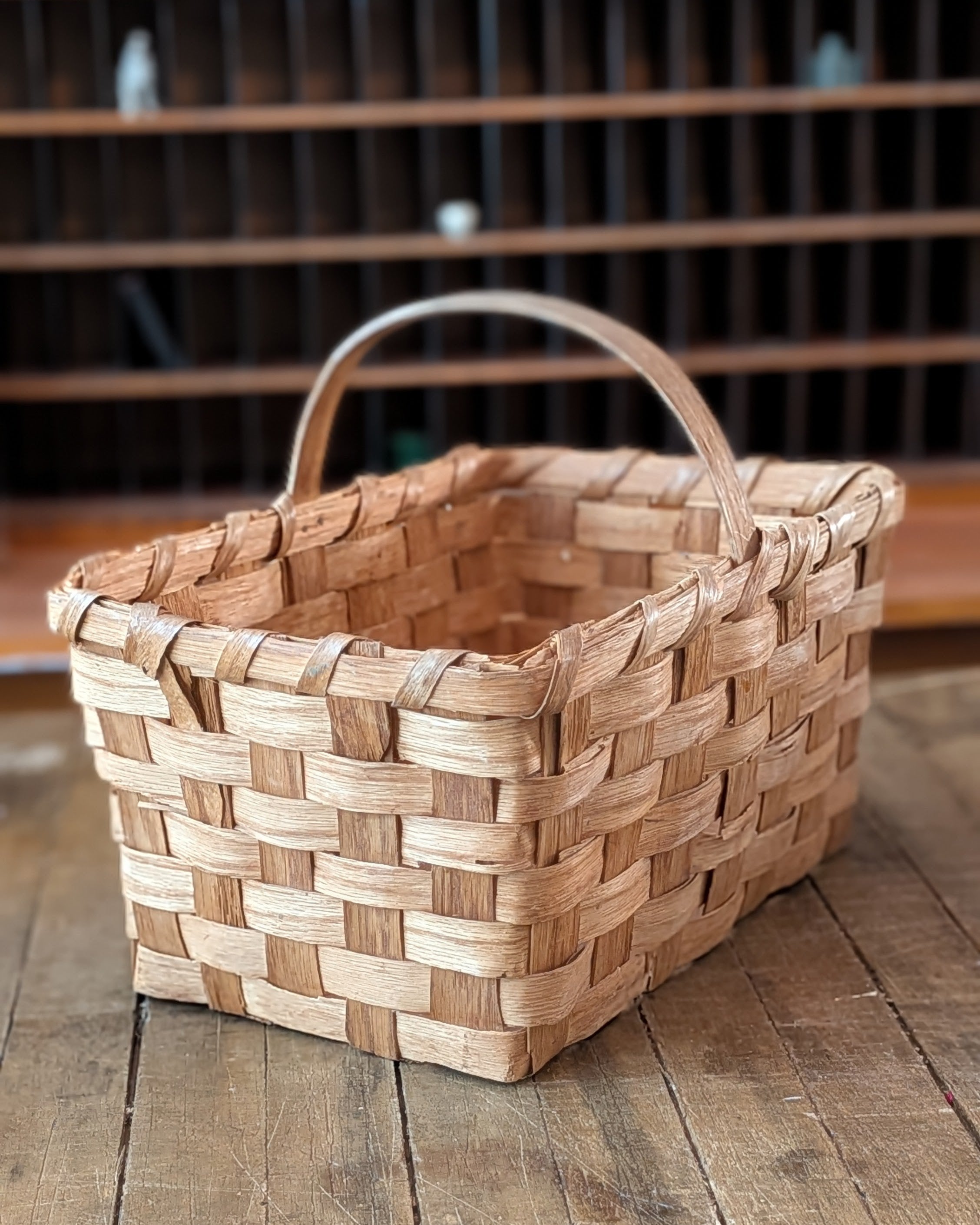 Antique Split Oak Handwoven Gathering Basket