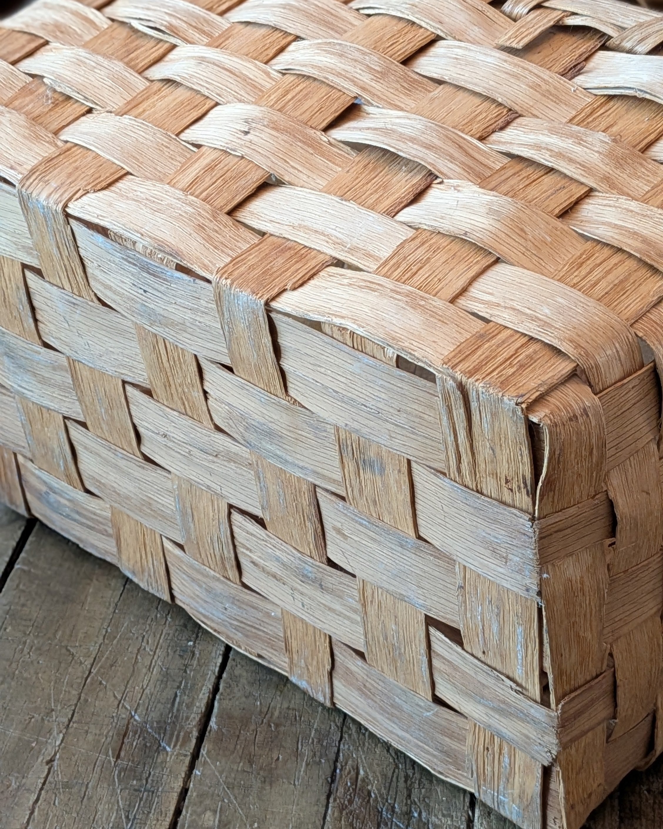 Antique Split Oak Handwoven Gathering Basket