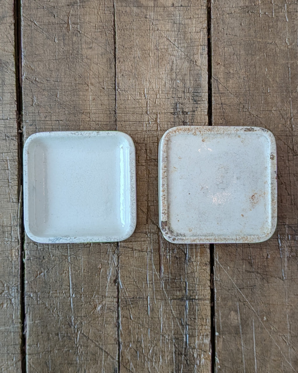 Rare Square White Rose Paste Lidded Pot