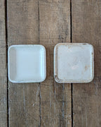 Rare Square White Rose Paste Lidded Pot
