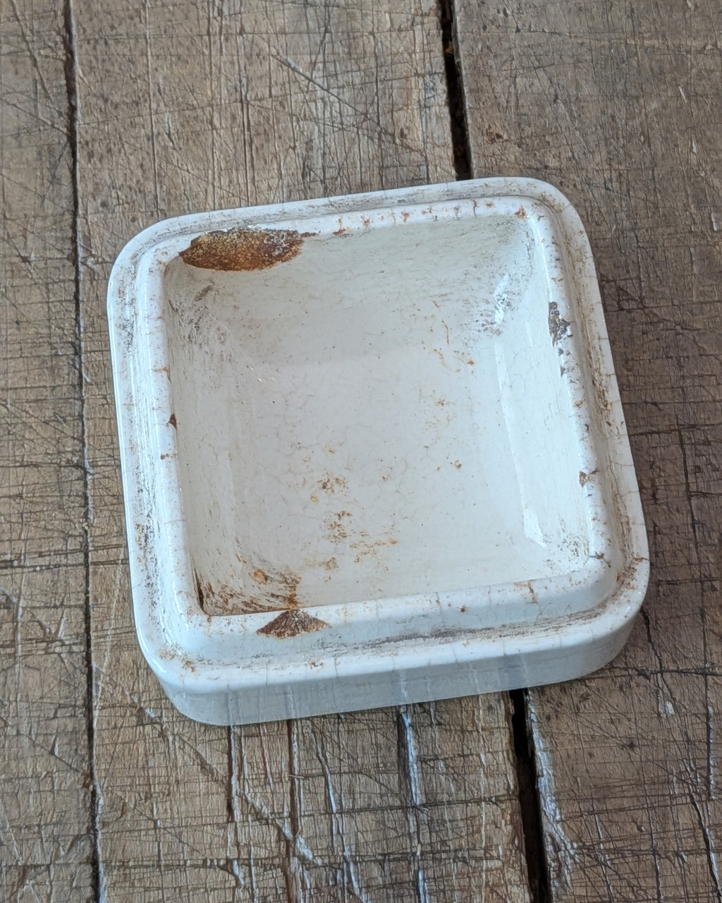 Rare Square White Rose Paste Lidded Pot