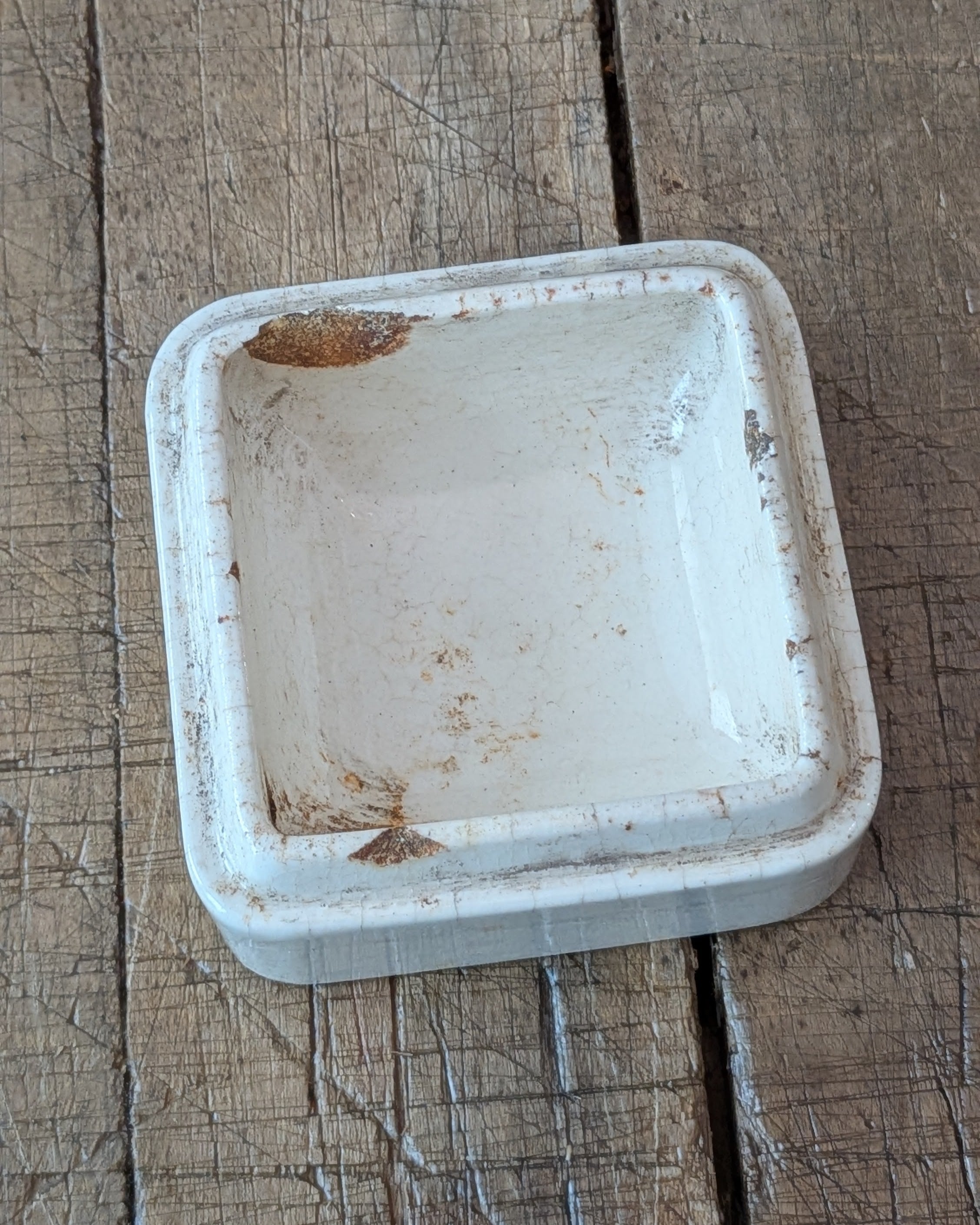 Rare Square White Rose Paste Lidded Pot