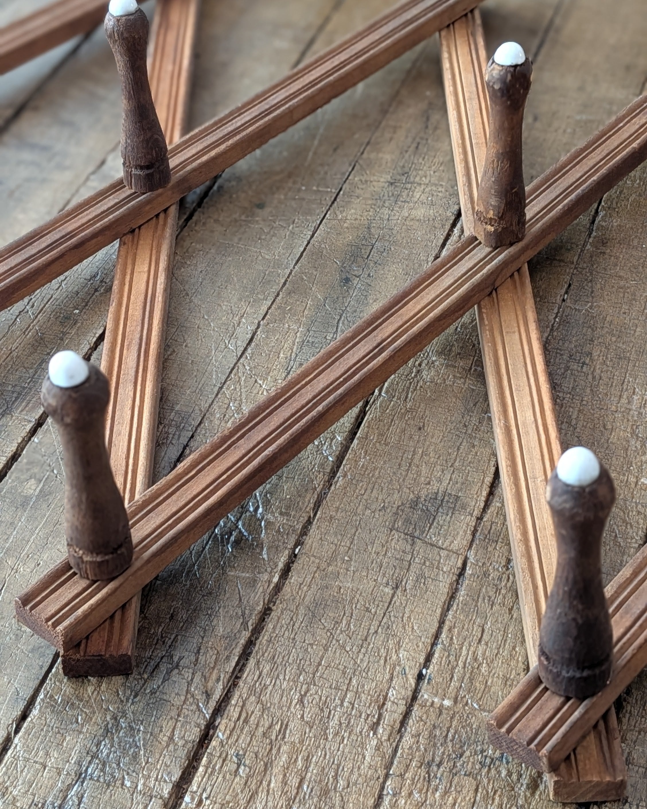 Antique Wooden Accordion Peg Rack