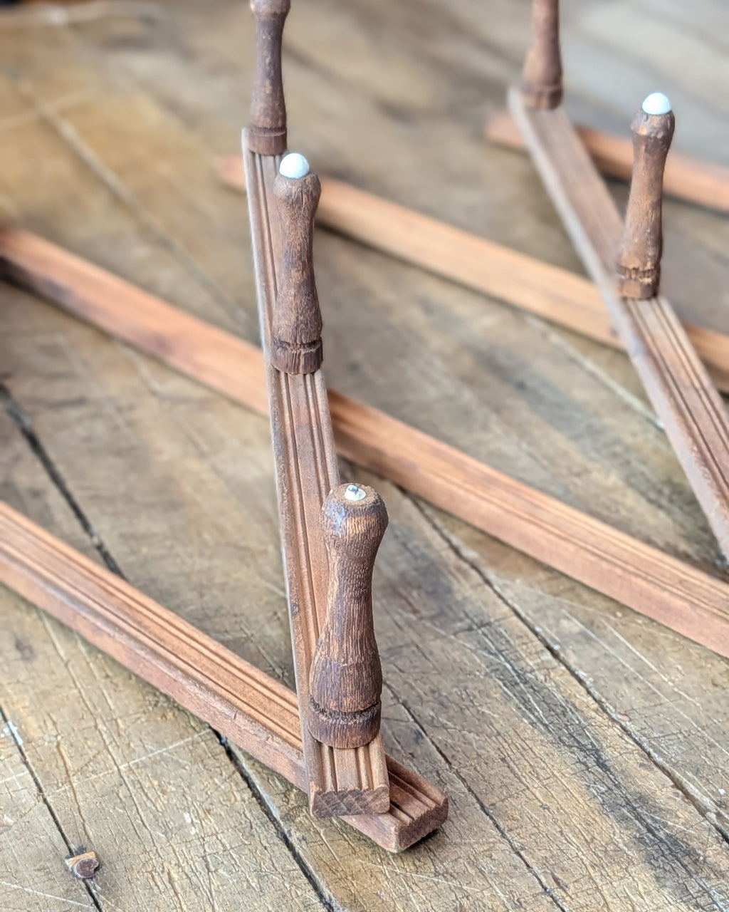Antique Wooden Accordion Peg Rack