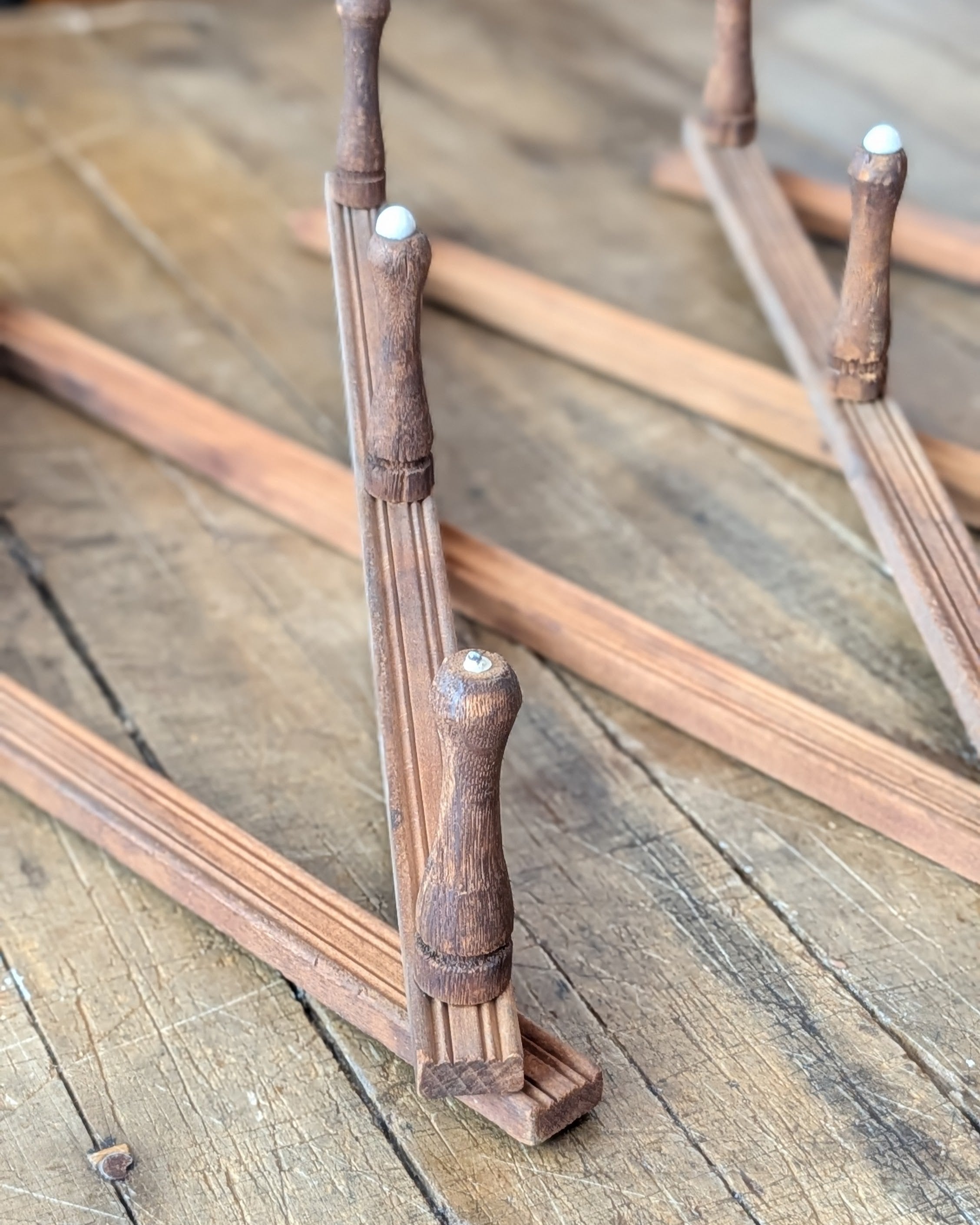 Antique Wooden Accordion Peg Rack