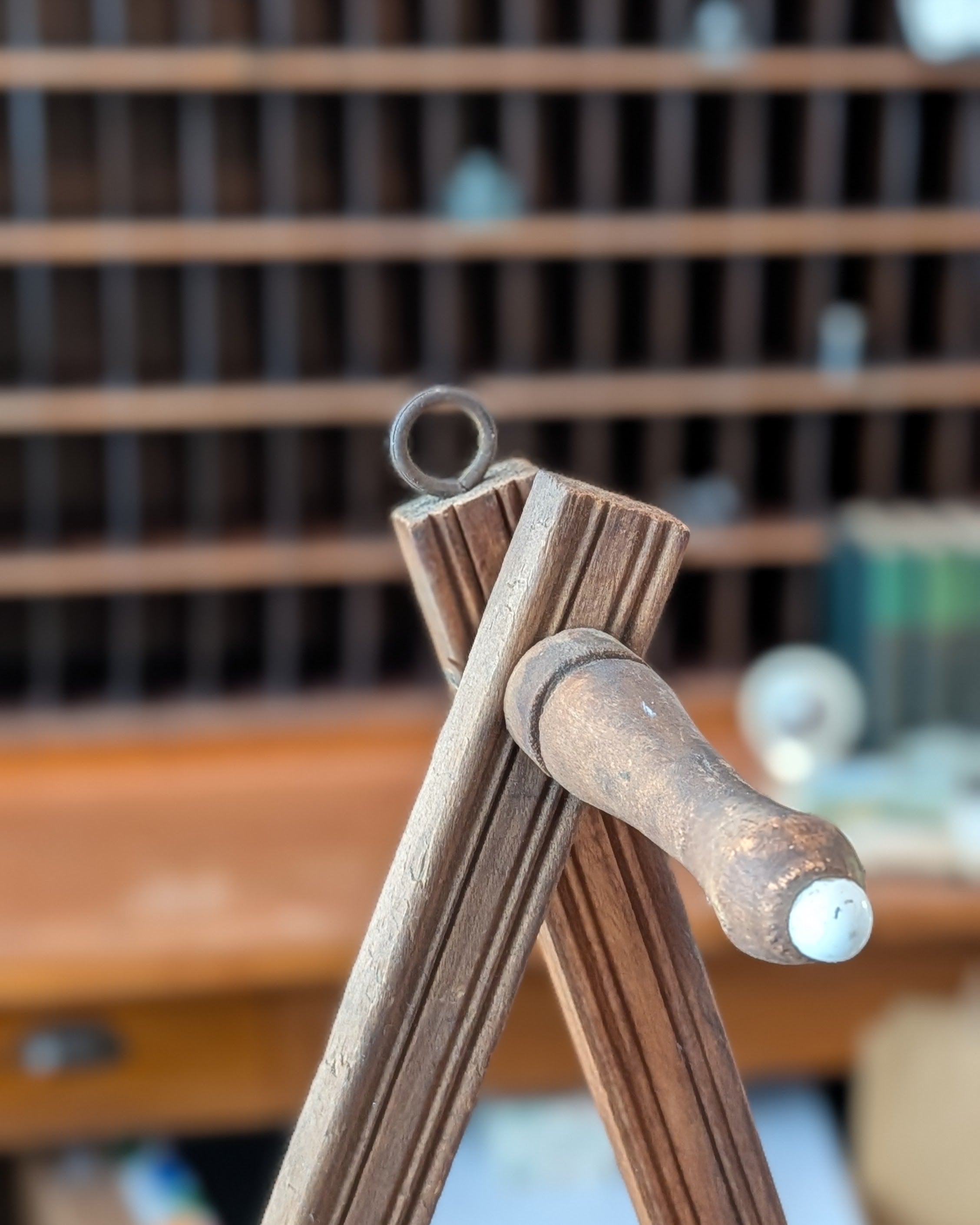 Antique Wooden Accordion Peg Rack