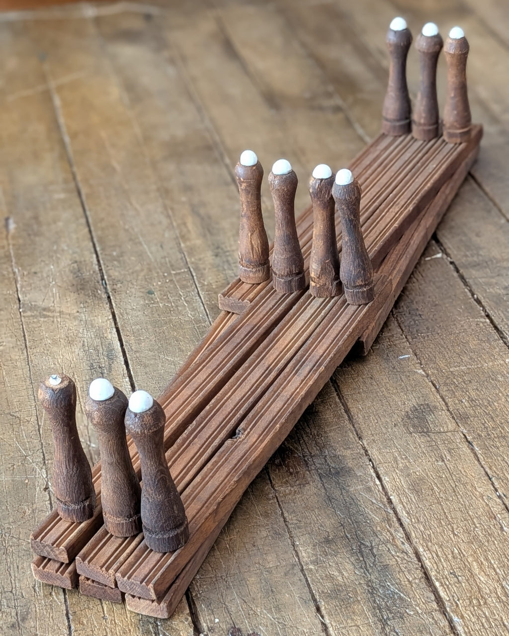 Antique Wooden Accordion Peg Rack