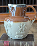 Large Stoneware Hunting Jug with Silver Rim