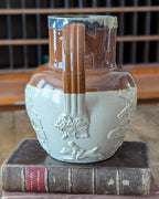 Large Stoneware Hunting Jug with Silver Rim