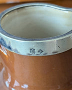 Large Stoneware Hunting Jug with Silver Rim