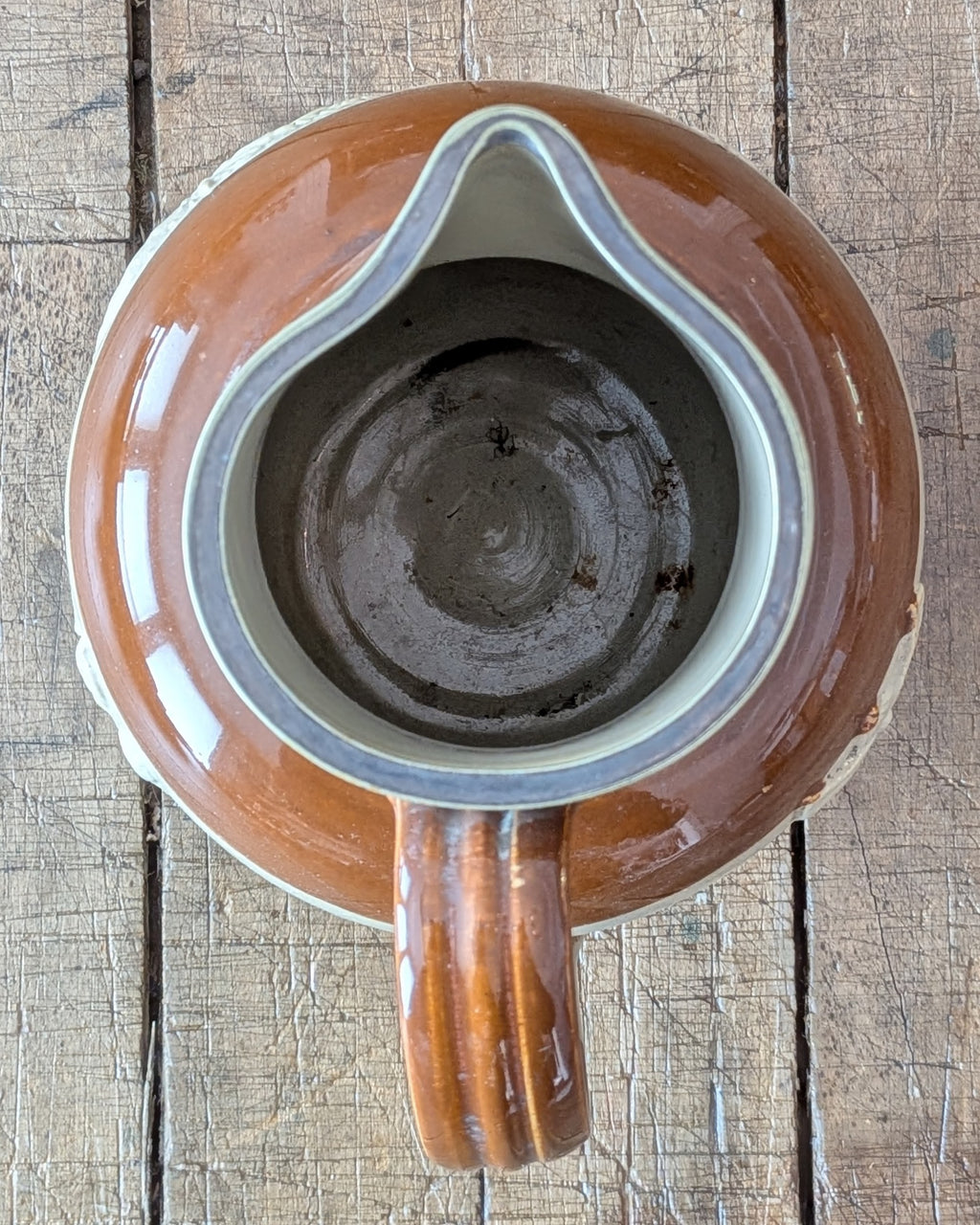Large Stoneware Hunting Jug with Silver Rim