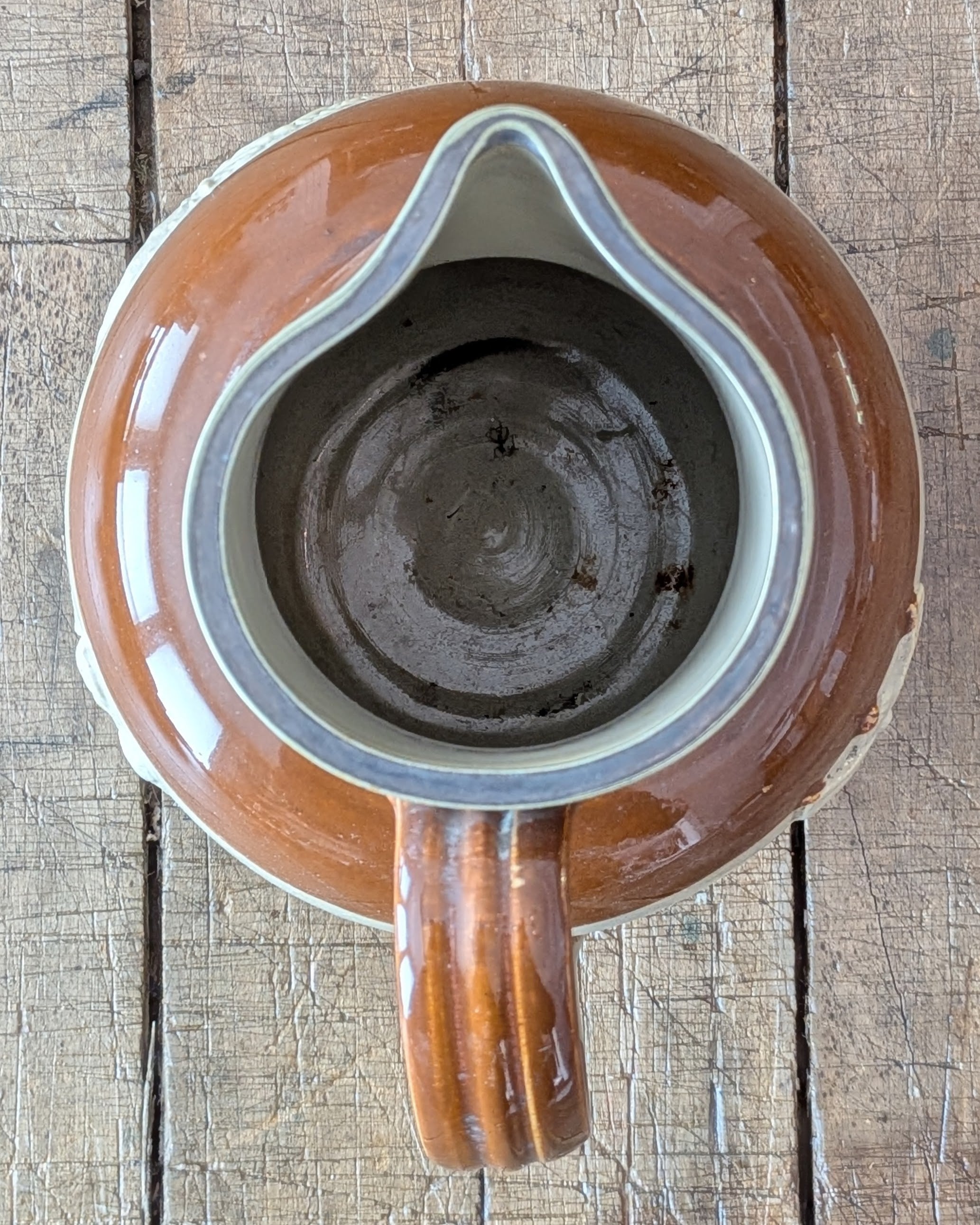 Large Stoneware Hunting Jug with Silver Rim