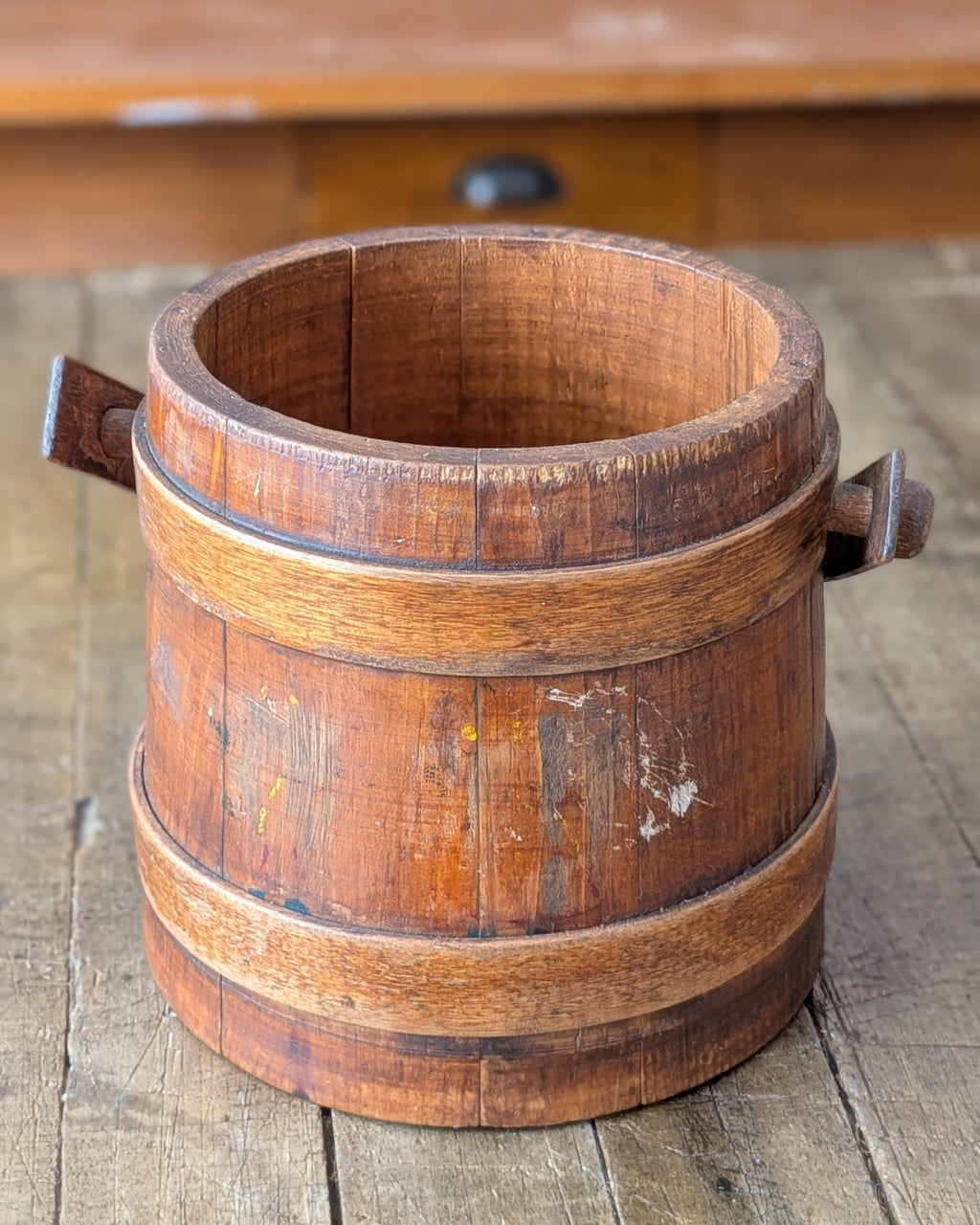 Antique Wooden Sugar Firkin or Pantry Box