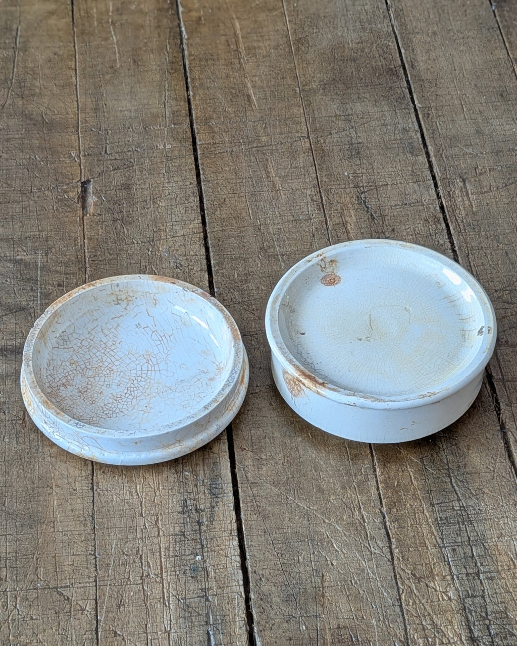 Stained and Crazed Ironstone Lidded Pot