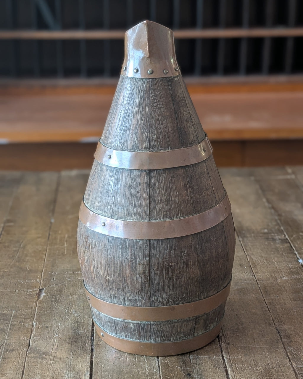 Antique Oak & Copper Jug for Cider or Wine