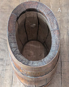 CHOICE Antique Oak Barrel w/Copper Bands