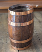 CHOICE Antique Oak Barrel w/Copper Bands