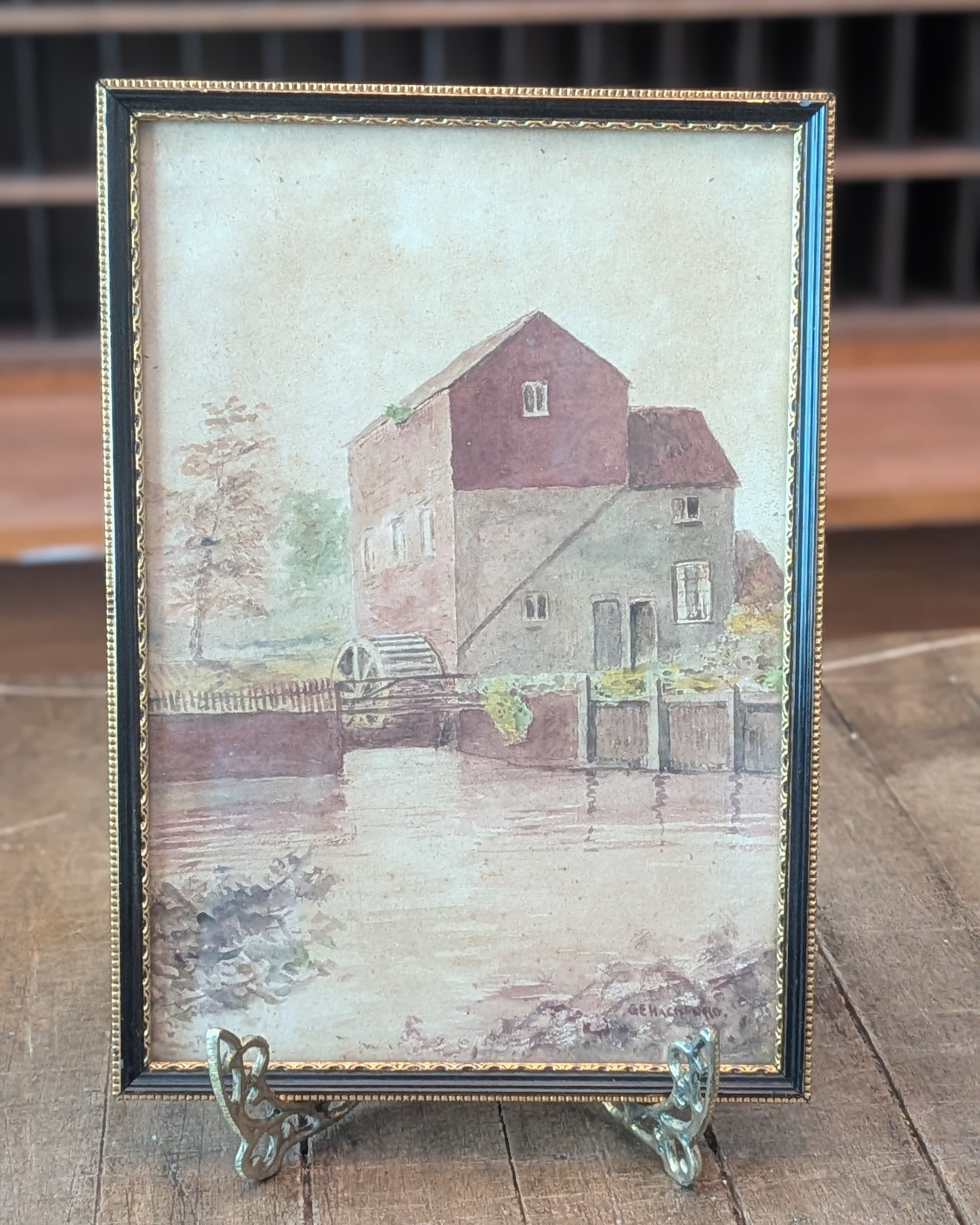 G.E. Hackford (George Edward Hackford) Original Watercolor Partney Watermill
