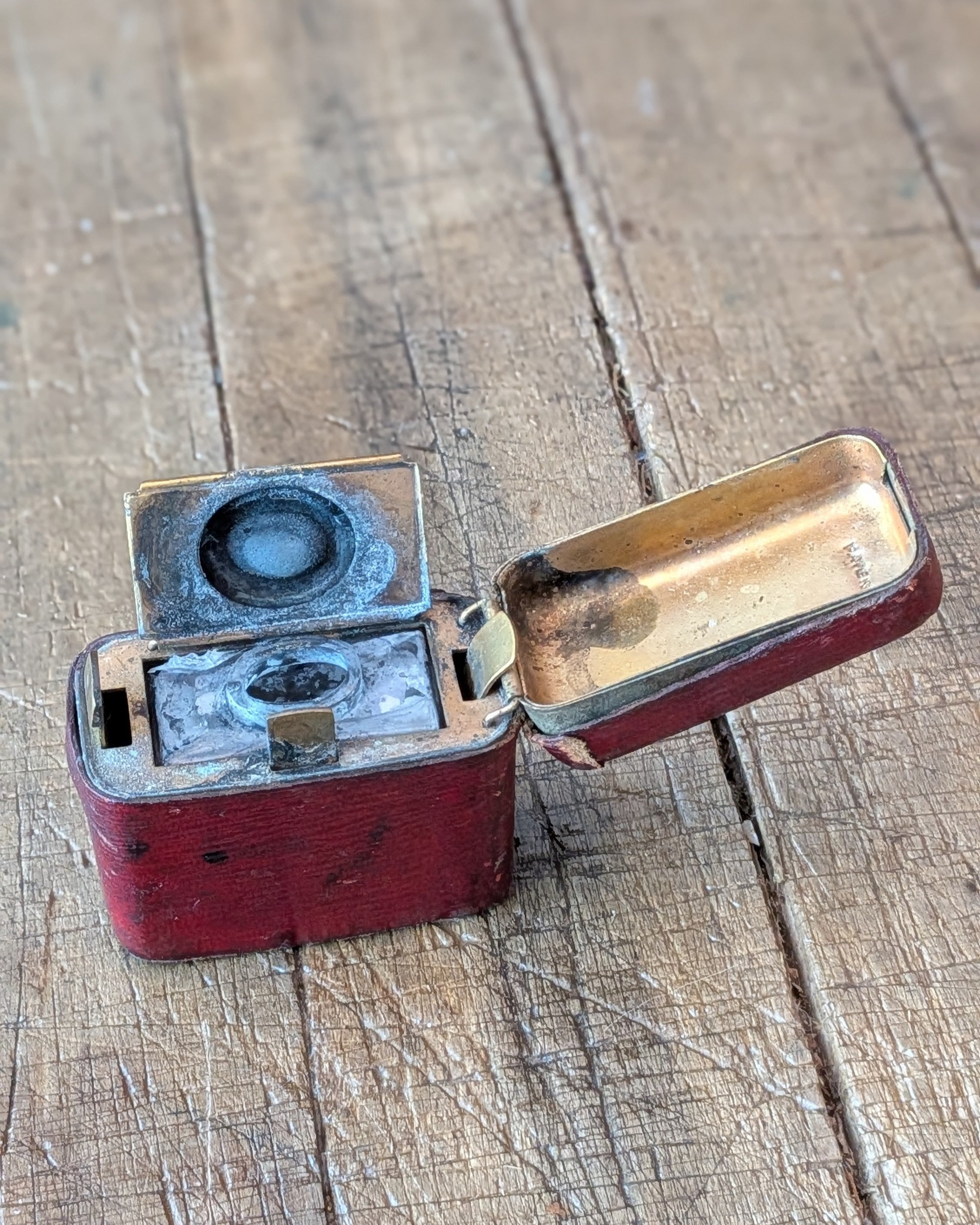 Traveling Ink Well with Leather Case