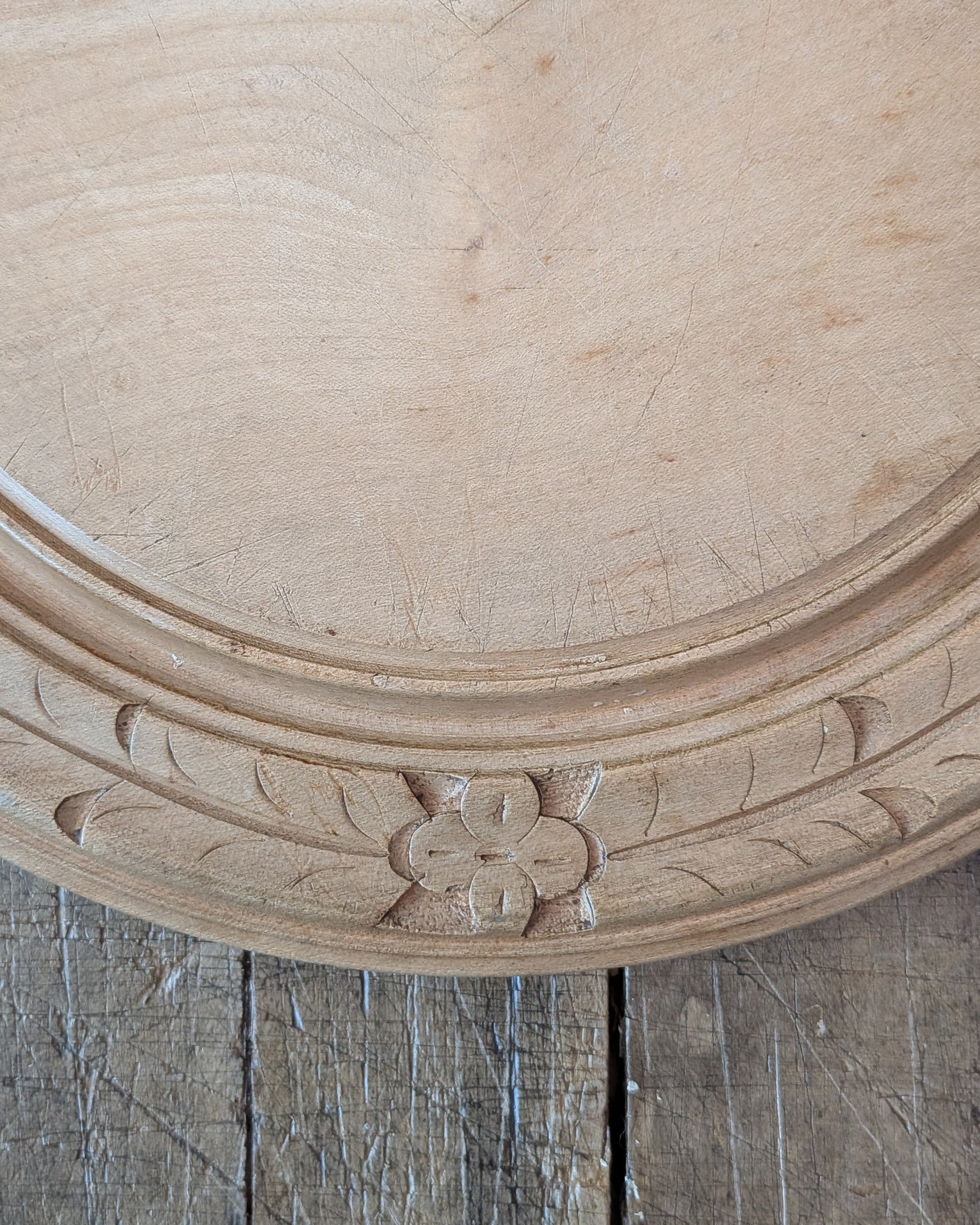 Antique Carved Treen Breadboard Floral Border
