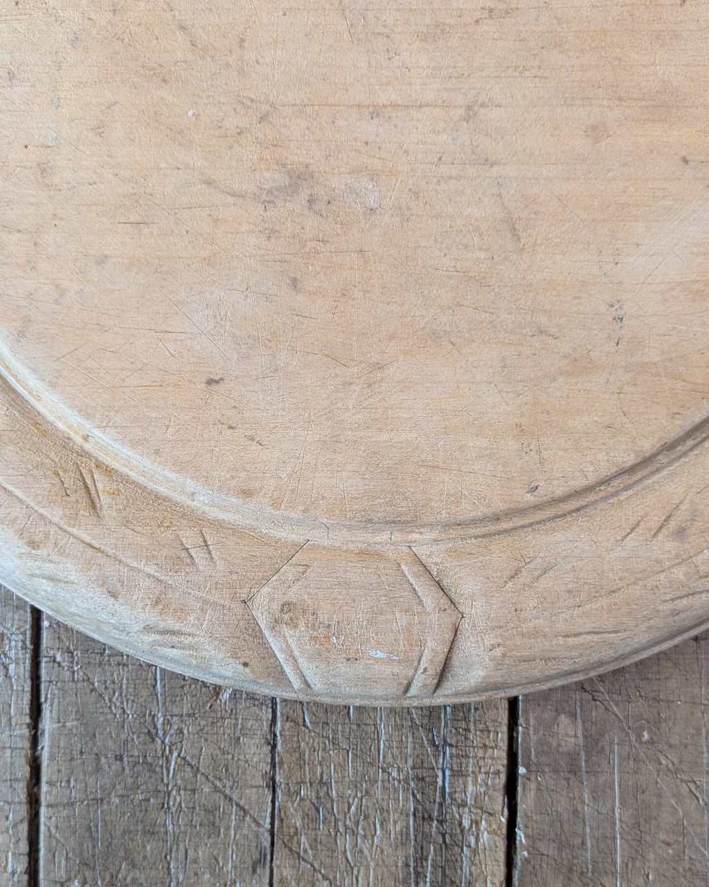 Antique Hand-Carved Wooden Breadboard "Spare Not"