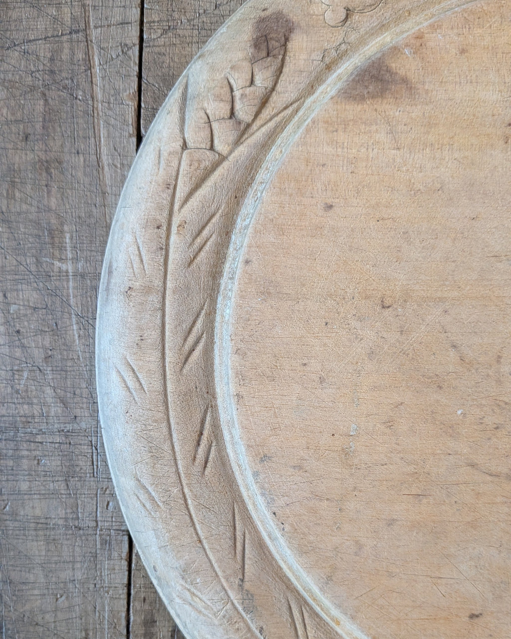 Antique Hand-Carved Wooden Breadboard "Spare Not"