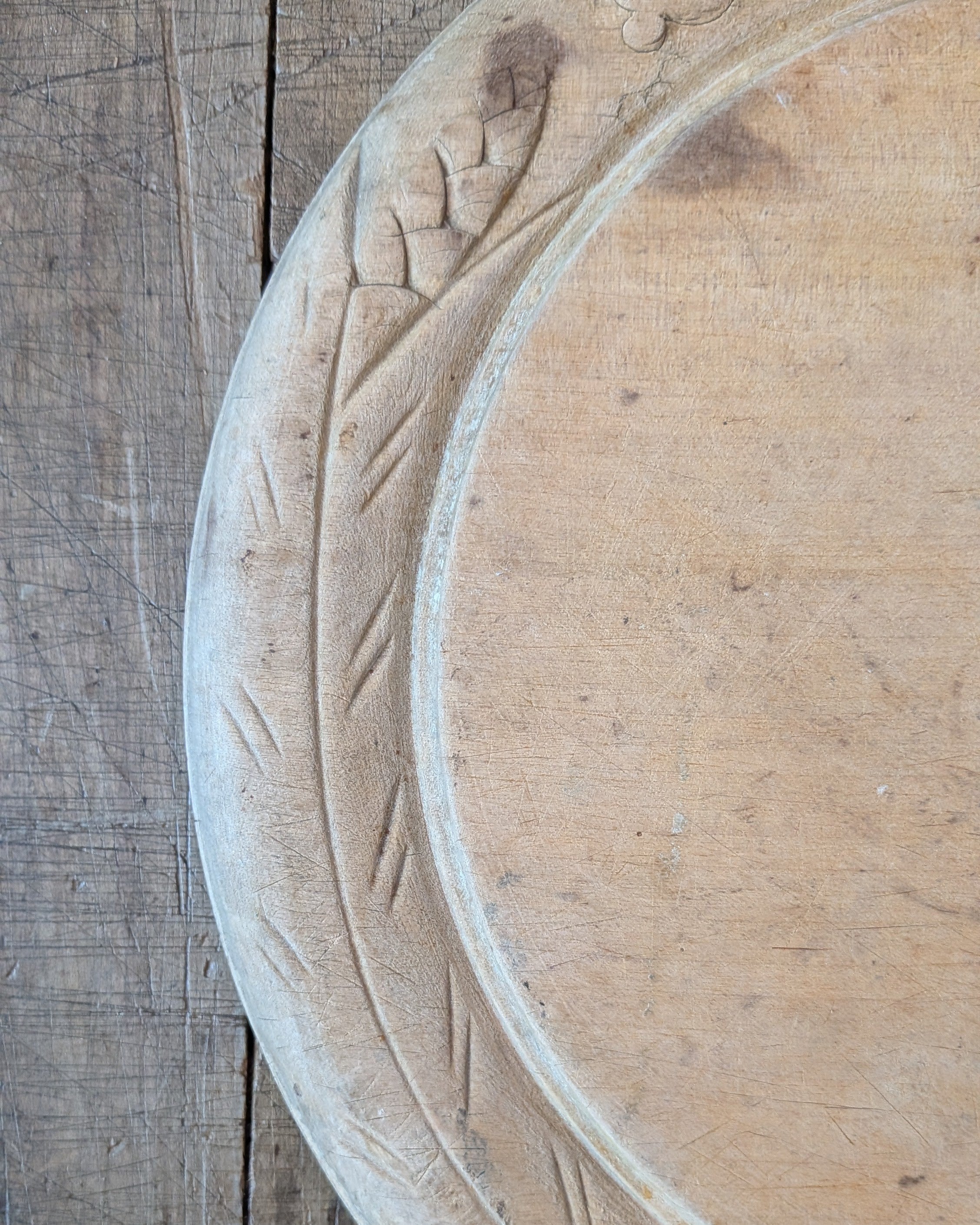 Antique Hand-Carved Wooden Breadboard "Spare Not"
