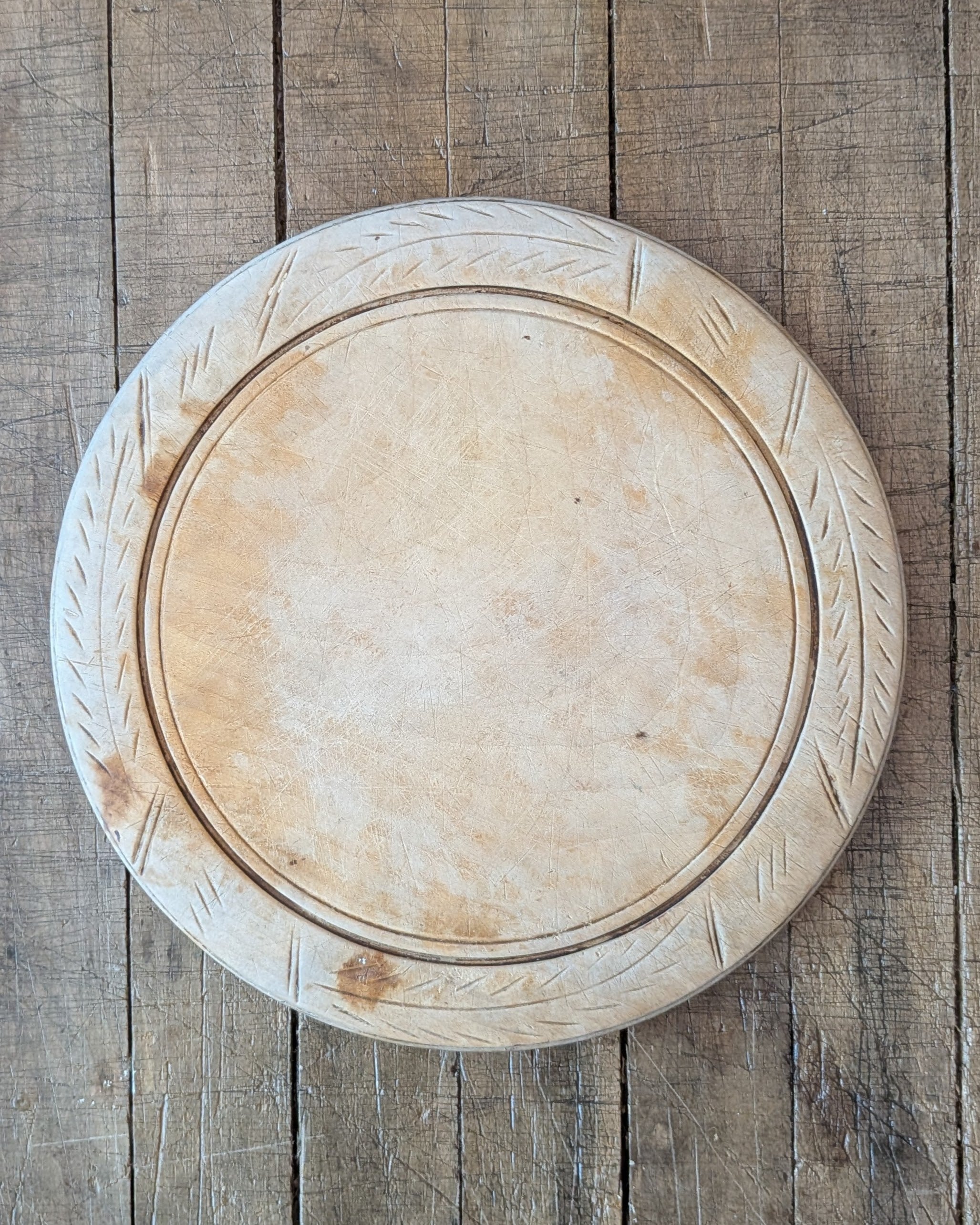 Antique Hand-Carved Wooden Breadboard Simple Wheat