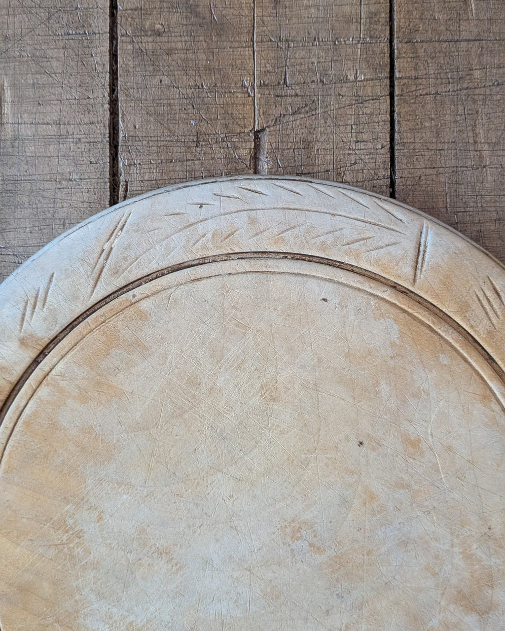 Antique Hand-Carved Wooden Breadboard Simple Wheat