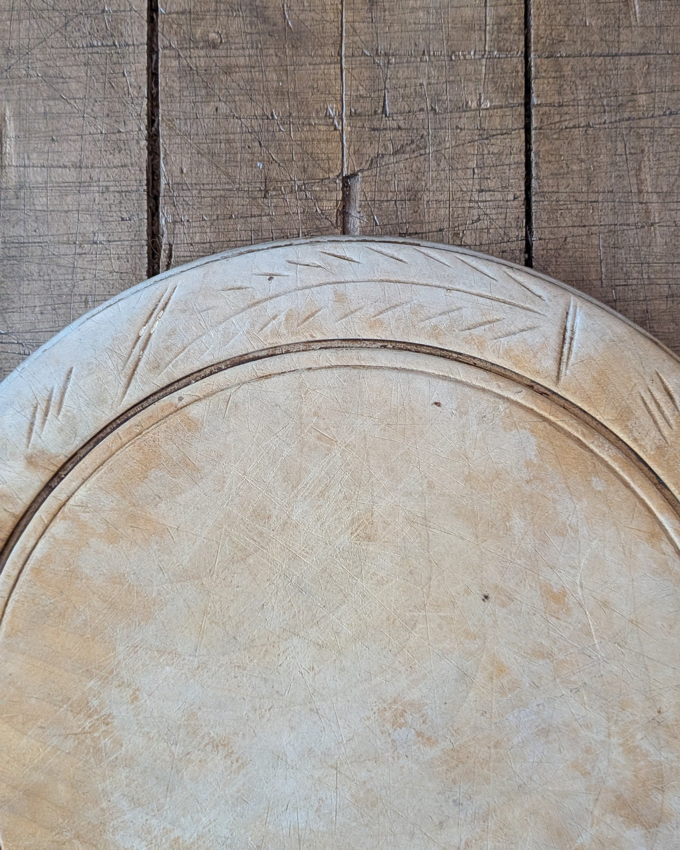 Antique Hand-Carved Wooden Breadboard Simple Wheat