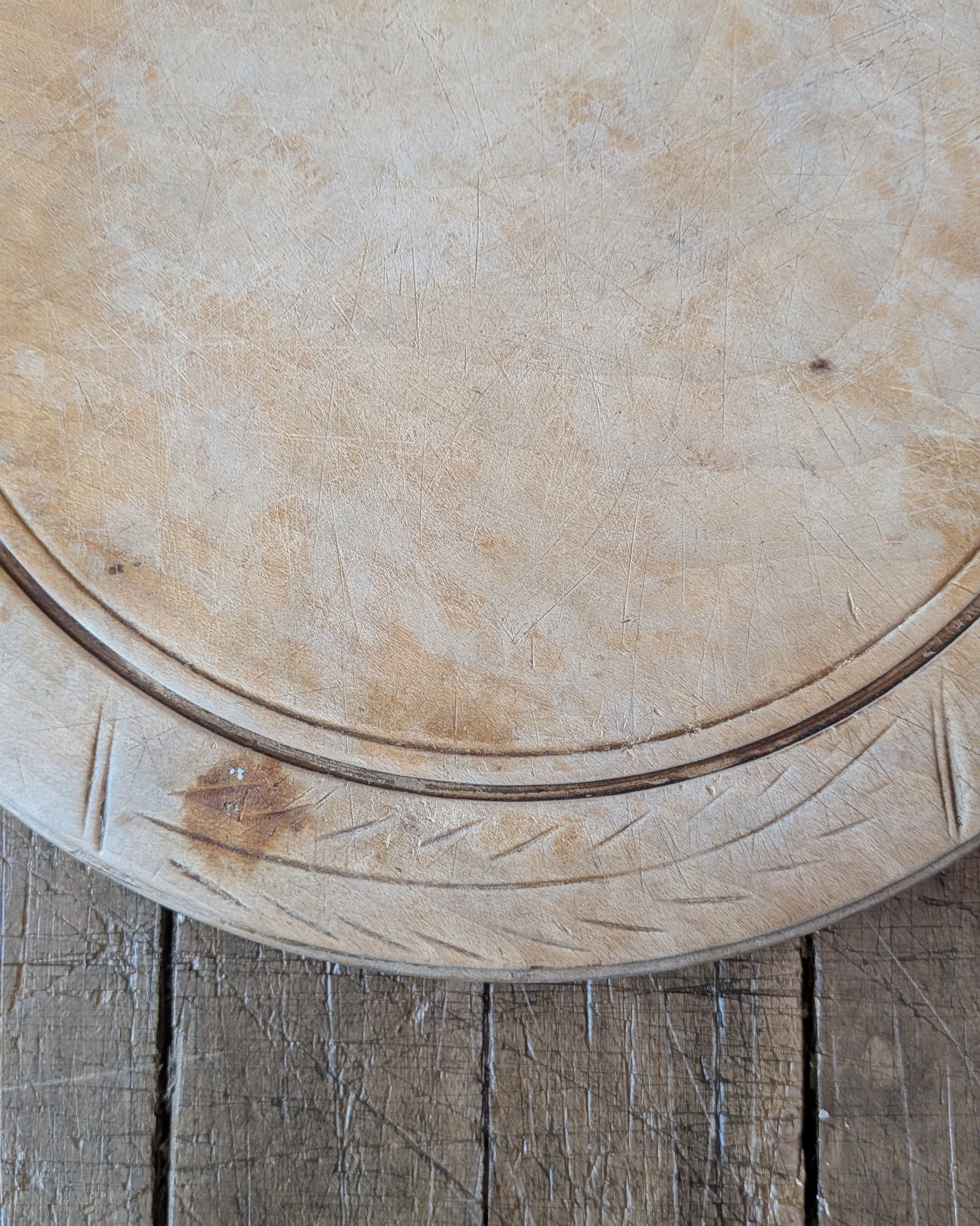 Antique Hand-Carved Wooden Breadboard Simple Wheat
